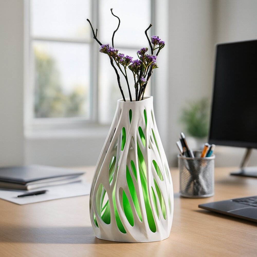 Bone-Style Organic Lattice Vase 3D Printed Parametric Sculptural vase